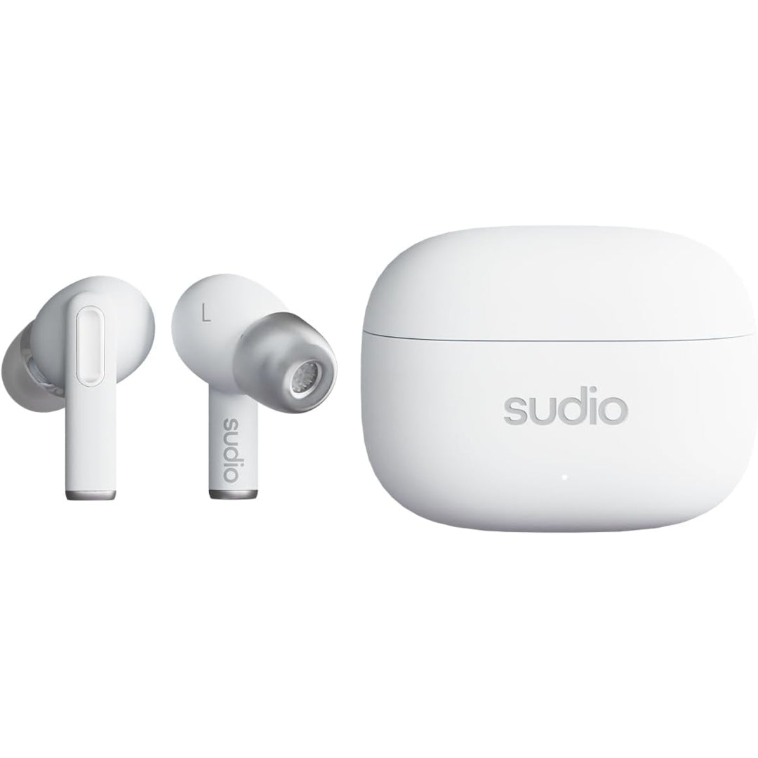 Sudio A1 Pro Wireless Earbuds with Bluetooth 5.3, Microphones, 30h Playtime, IPX4 Splash Proof, Multi-Point Bluetooth Connection - White