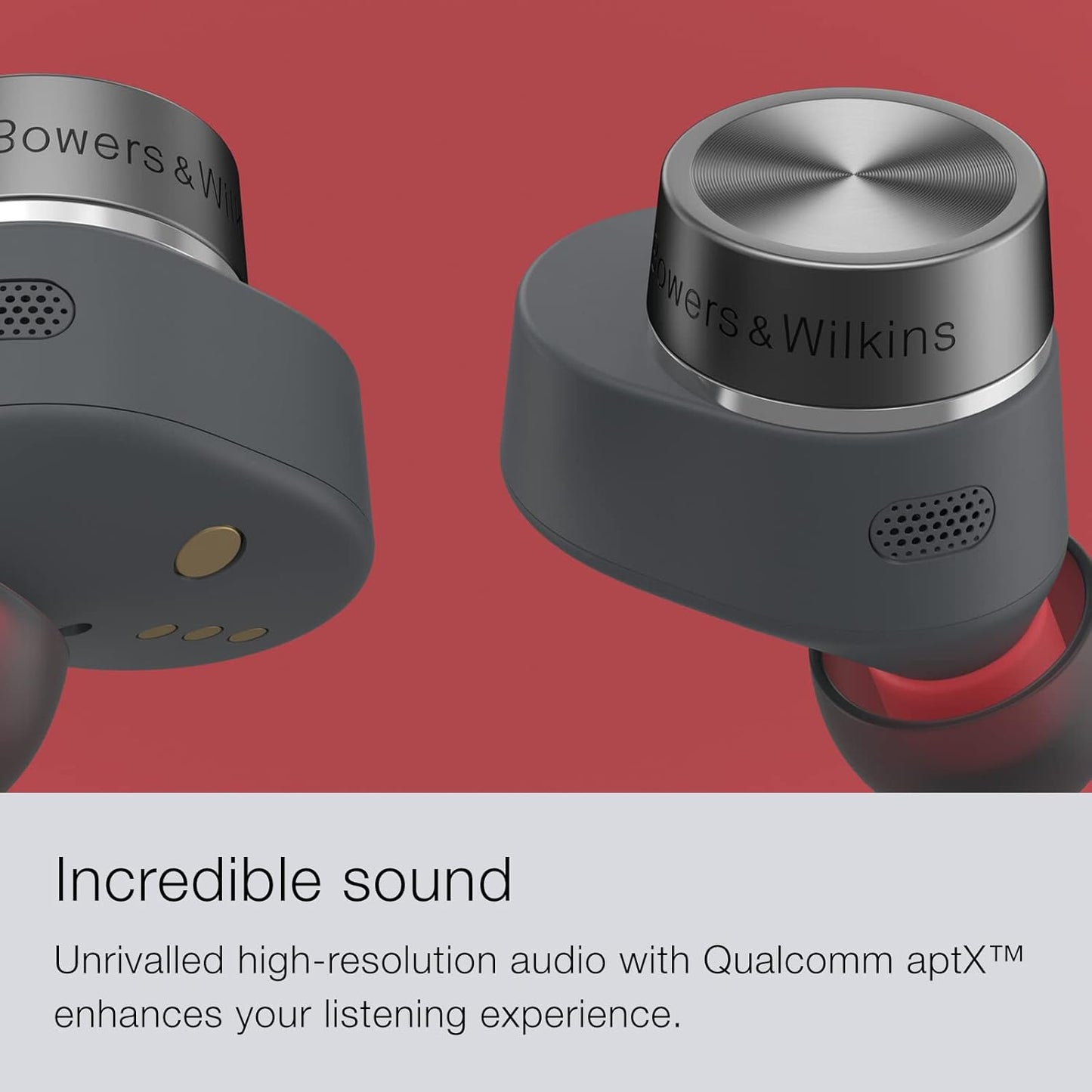 Bowers & Wilkins Pi5 S2 True Wireless Earbuds - Active Noise Cancellation, Qualcomm aptX Technology, Bluetooth, Crystal-Clear Calls, Wireless & 15-Minute Quick Charging, Storm Grey