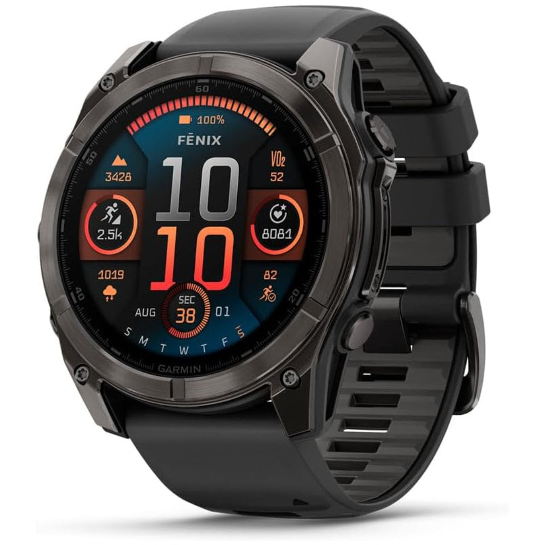 Garmin fēnix 8 – 51 mm, AMOLED, Sapphire, Premium Multisport GPS Smartwatch, Long-Lasting Battery Life, Dive-Rated, Built-in LED Flashlight, Carbon Gray DLC Titanium with Pebble Gray Band