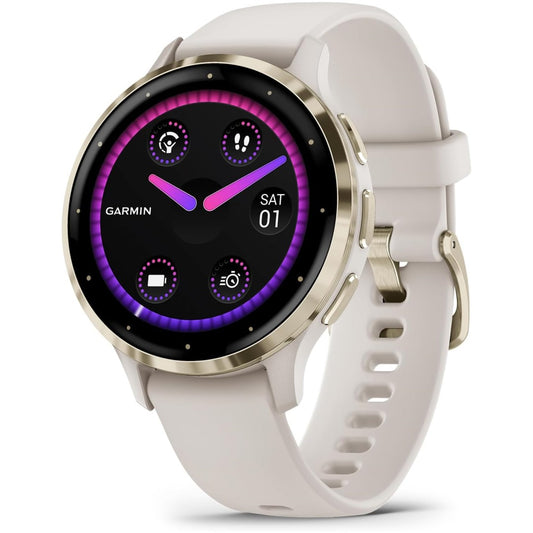 Venu 3S - Soft Gold Stainless Steel Bezel with Ivory Case and Silicone Band