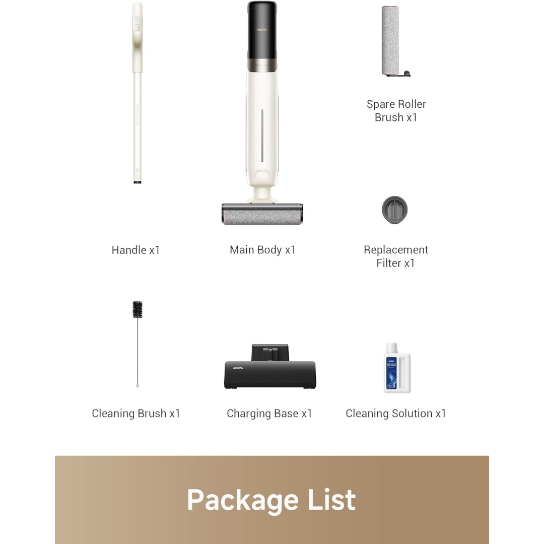 MOVA K30 Wet Dry Vacuum Cleaner, 180° Lie-Flat Reach Smart Vacuum Mop, 140°F Hot Air Drying, 0in Dual-Edge Cleaning, Powerful 18000Pa Suction Floor Cleaner for Hard Floors Pet Hair