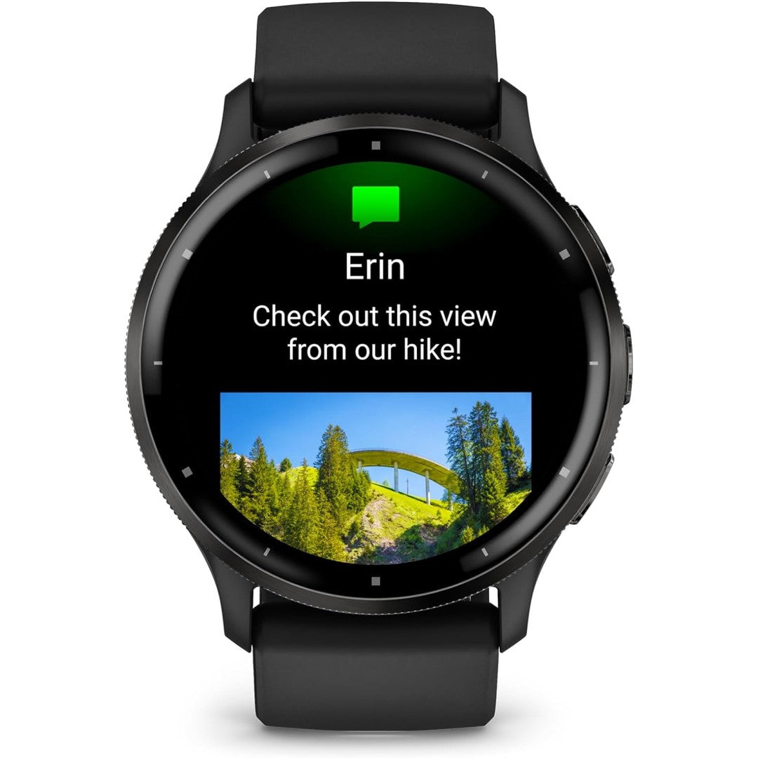 Garmin Venu 3, Slate Stainless Steel Bezel with Black Case and Silicone Band