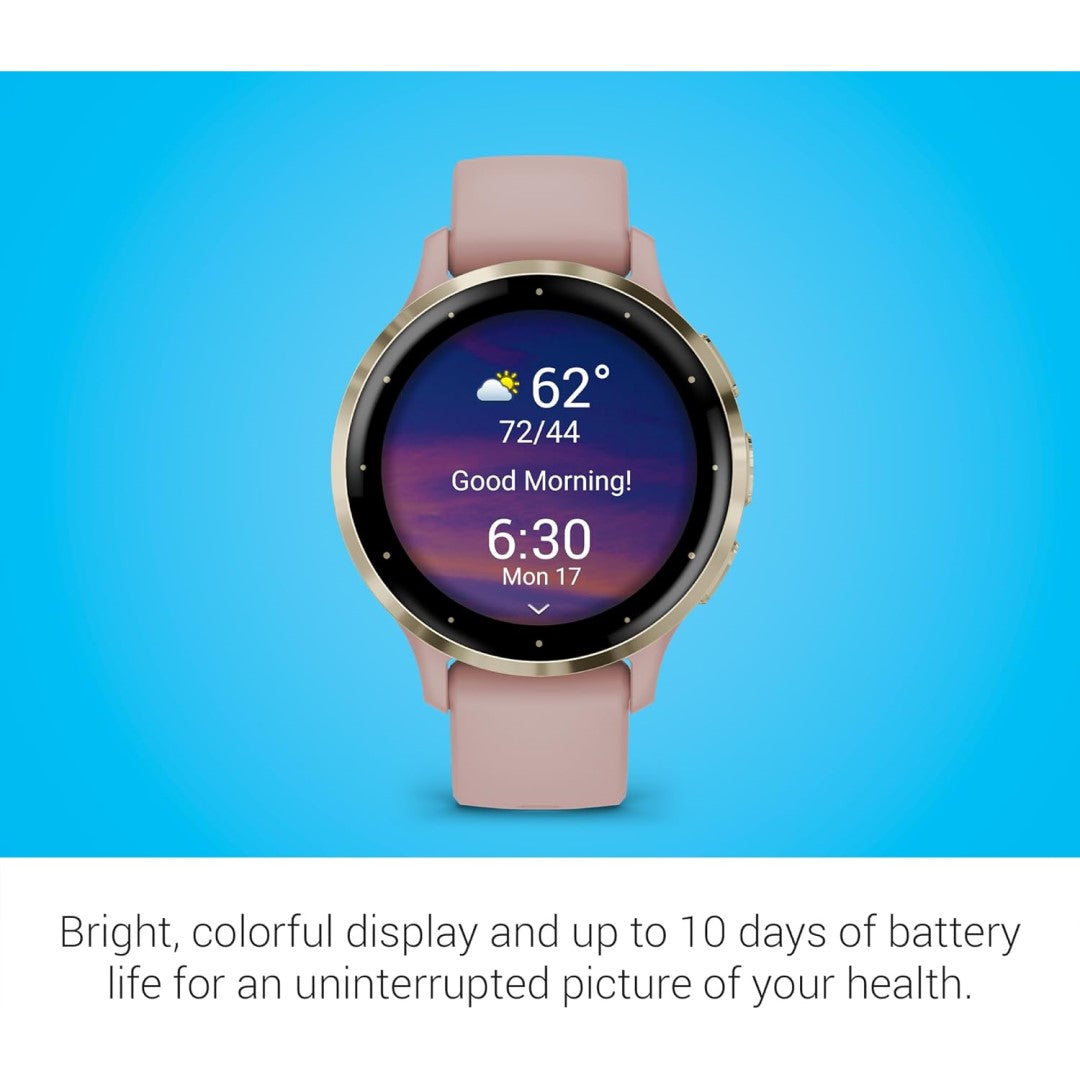 Venu 3S - Soft Gold Stainless Steel Bezel with Dust Rose Case and Silicone Band