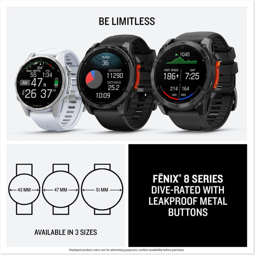 Garmin fēnix 8 – 51 mm, AMOLED, Sapphire, Premium Multisport GPS Smartwatch, Long-Lasting Battery Life, Dive-Rated, Built-in LED Flashlight, Titanium with Spark Orange/Graphite Band