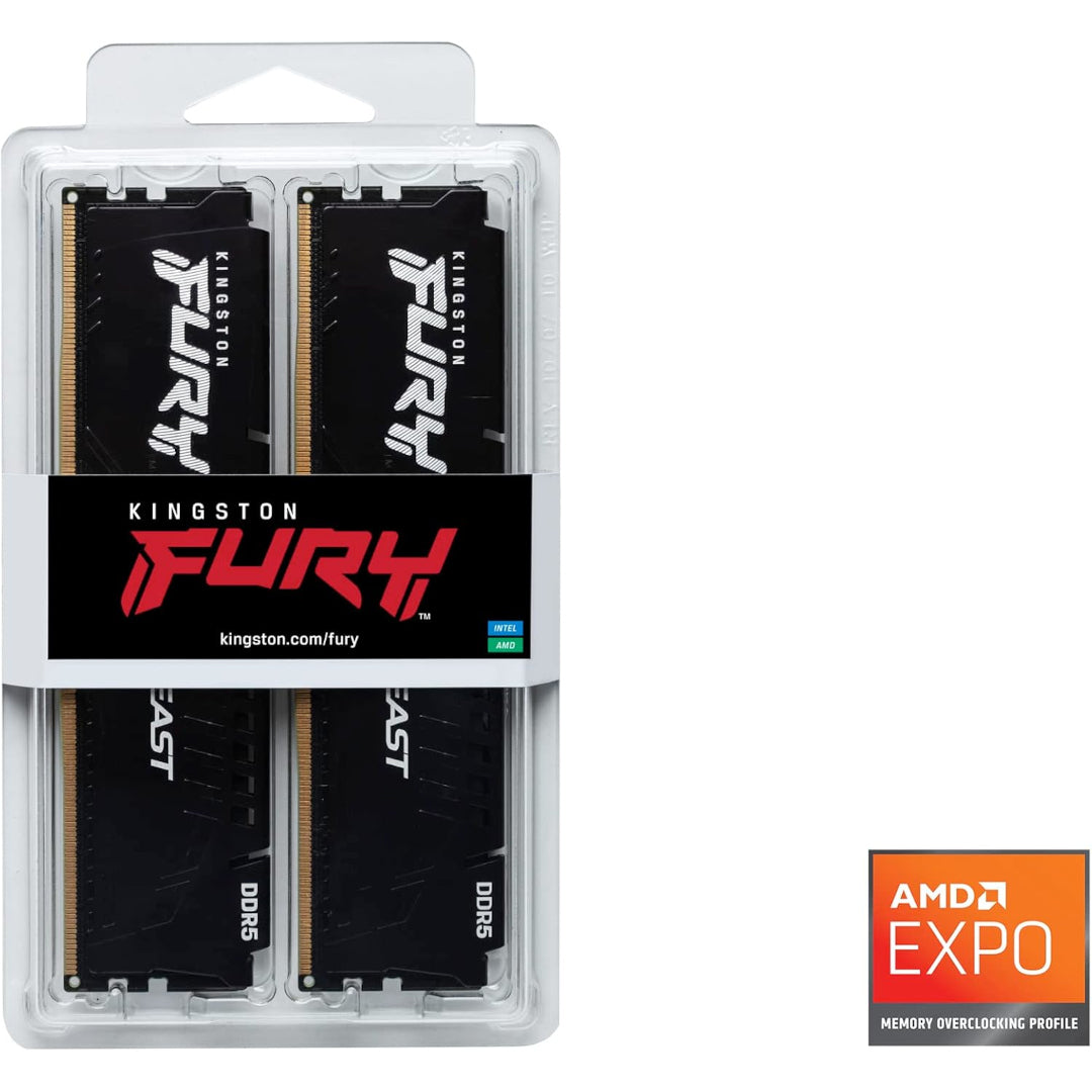 Kingston 32GB 5200MT/s DDR5 CL36 DIMM (Kit of 2) FURY Beast Black