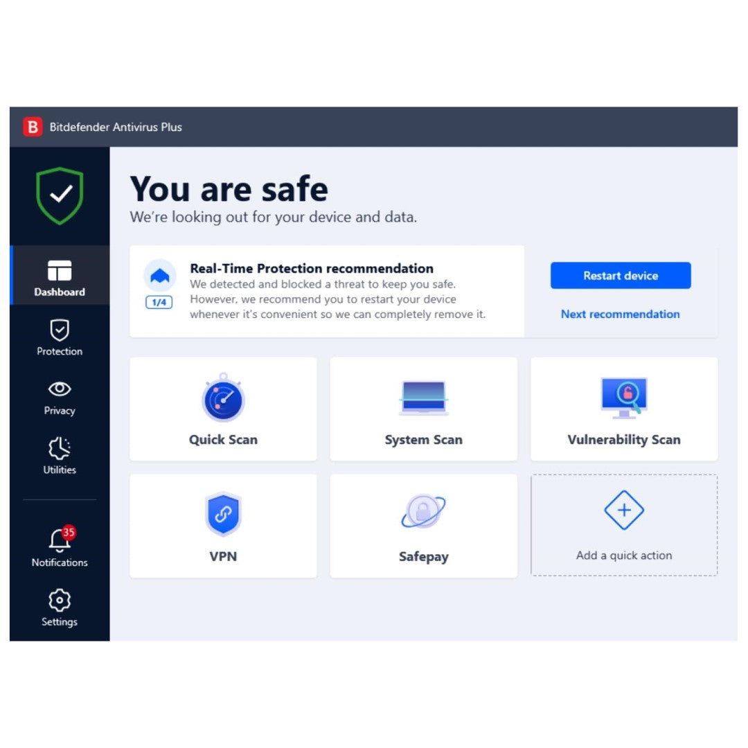 Bitdefender Antivirus Plus - 1 Year - 3 Users - Digital Download
