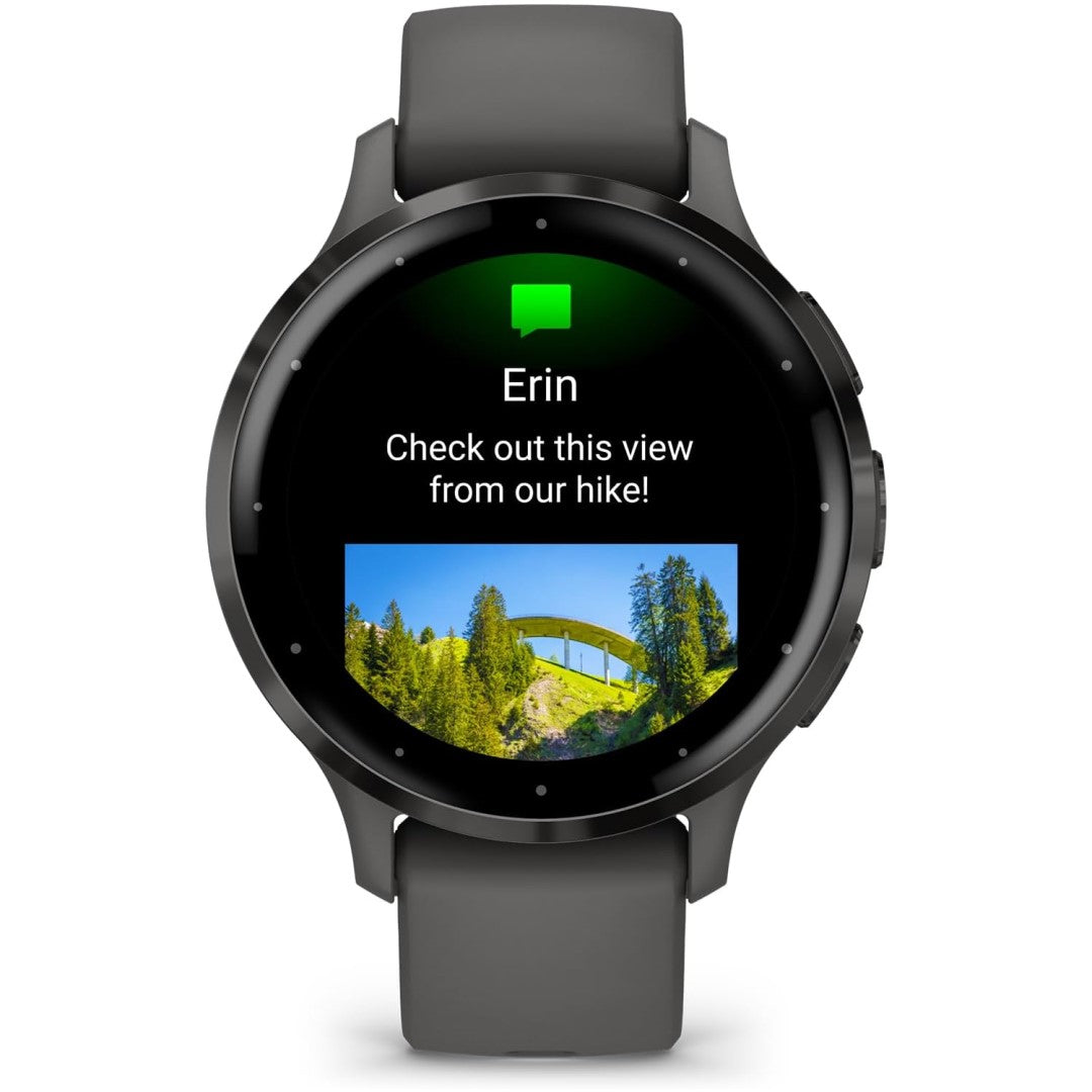 Garmin Venu 3S, Slate Stainless Steel Bezel with Pebble Gray Case and Silicone Band