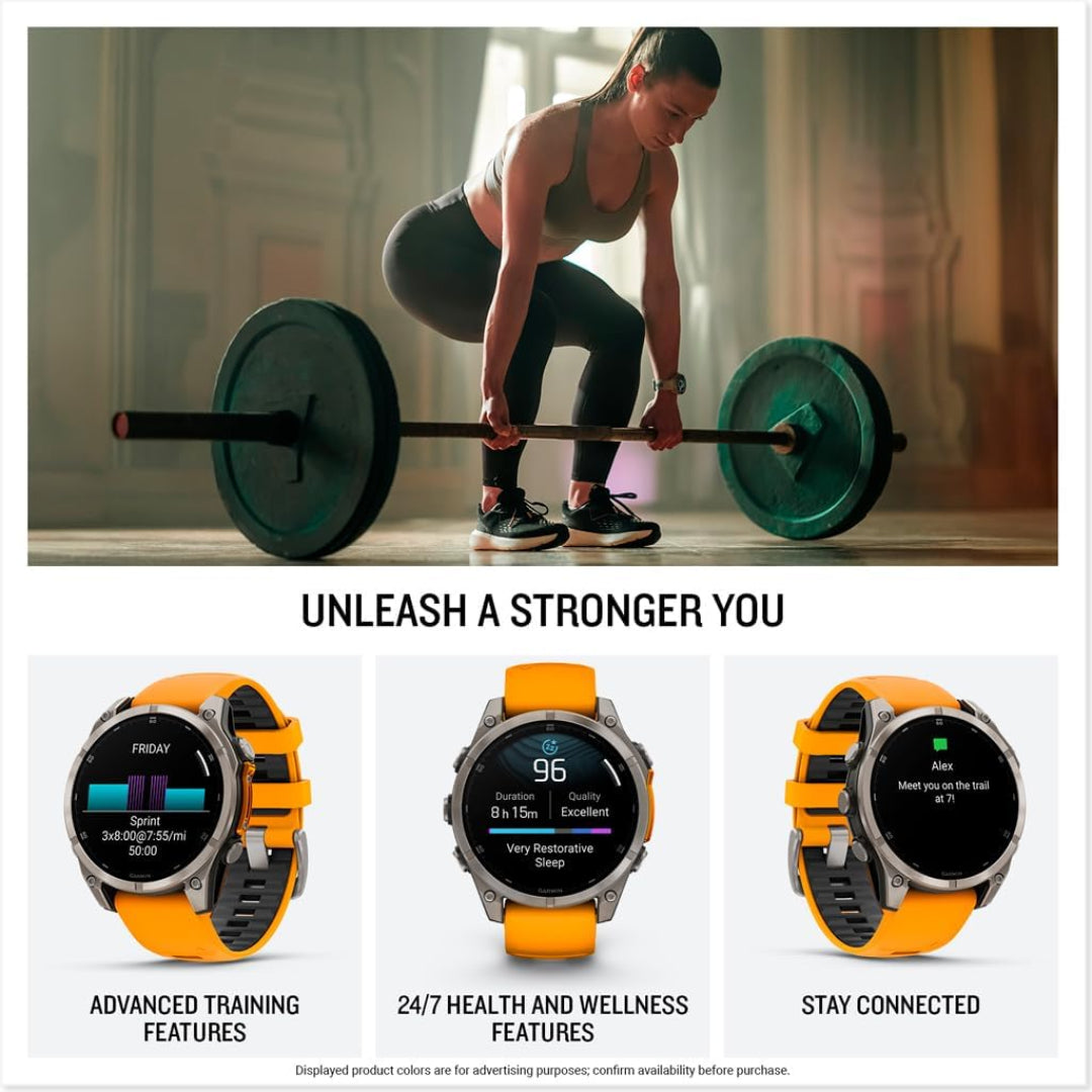 Garmin fēnix 8 – 47 mm, AMOLED, Sapphire, Premium Multisport GPS Smartwatch, Long-Lasting Battery Life, Dive-Rated, Built-in LED Flashlight, Titanium with Spark Orange/Graphite Band