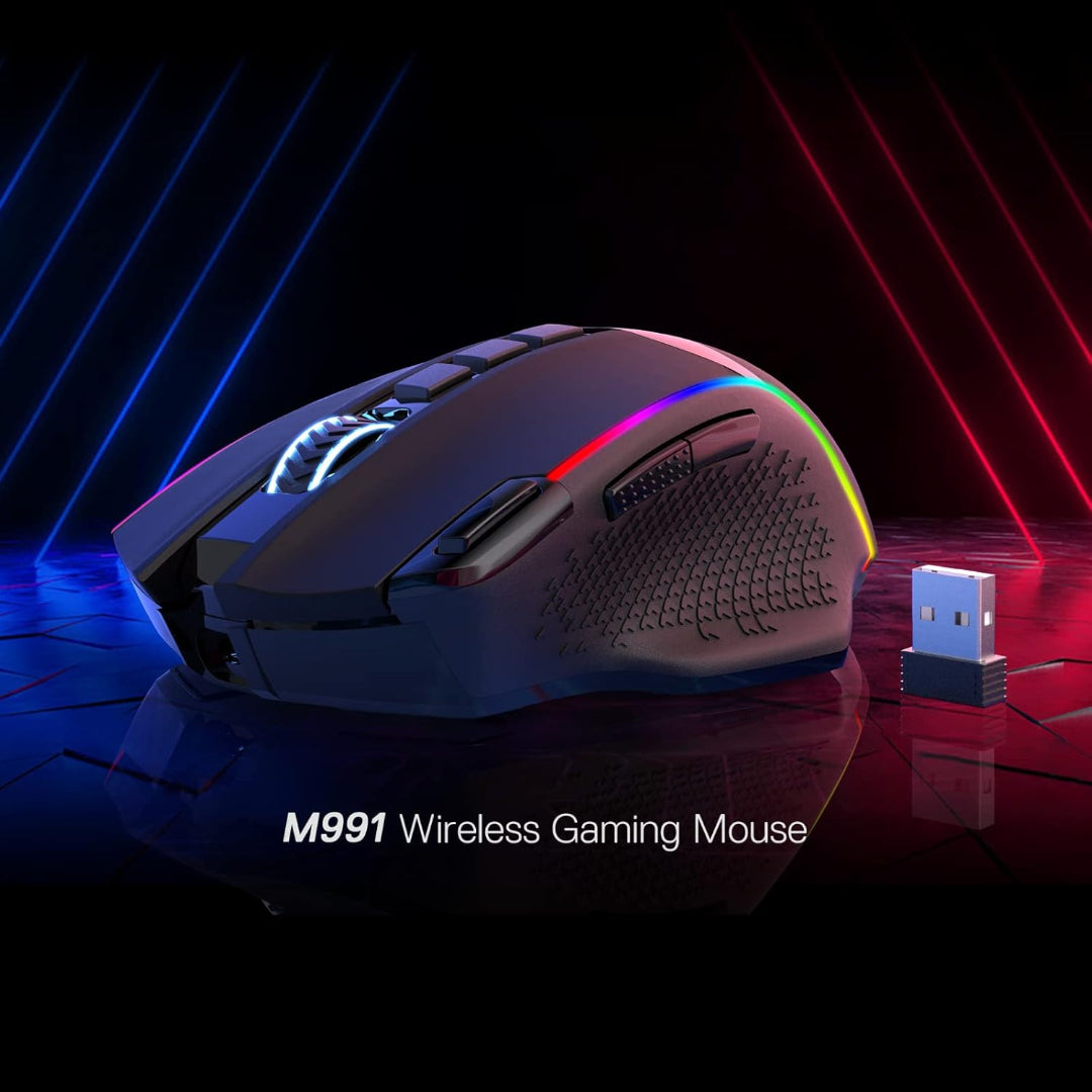 Redragon M991 Wireless Gaming Mouse, 19000 DPI Wired/Wireless Mouse with Professional Sensor, Durable Power Capacity, Customizable Macro and RGB Backlight for PC/Mac/Laptop