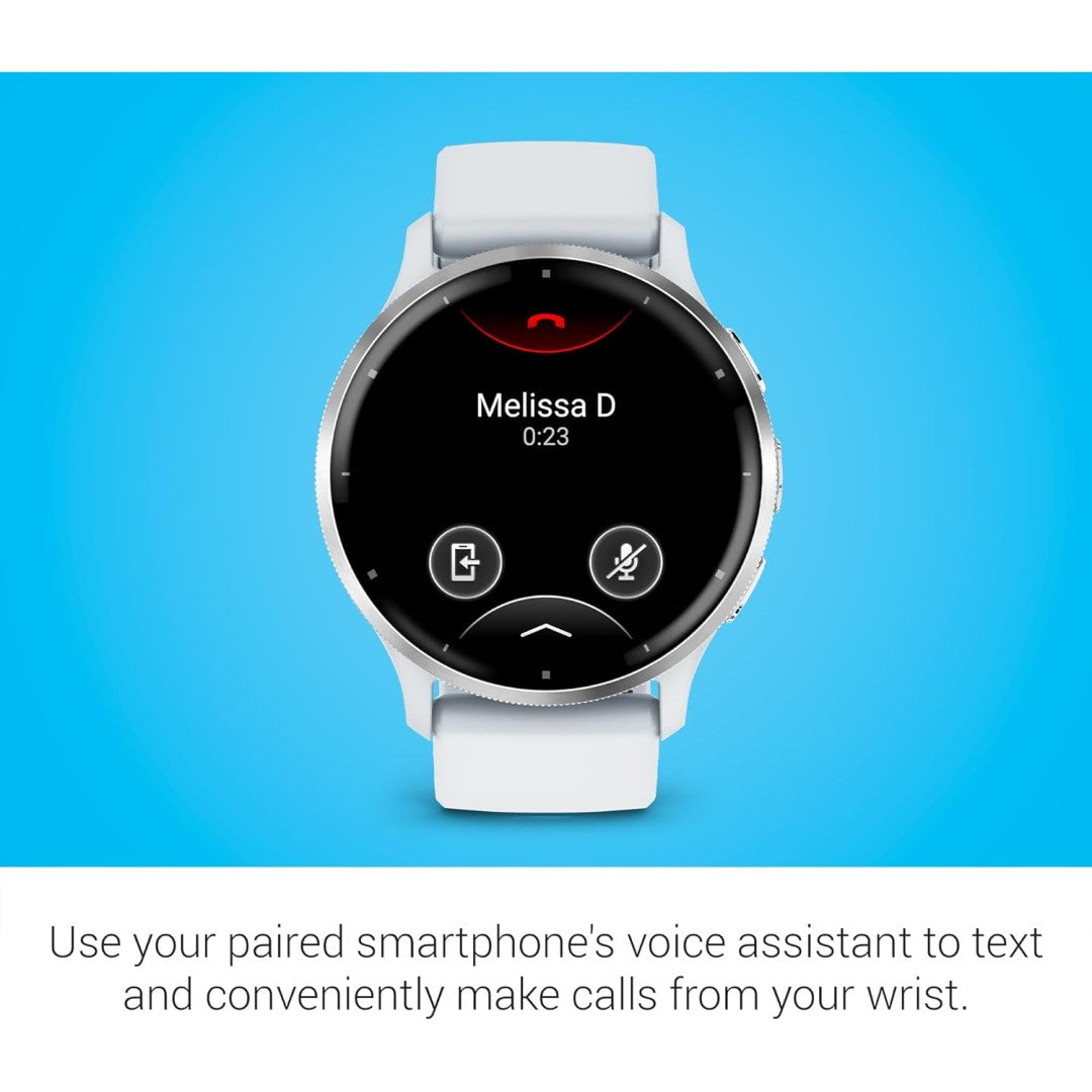 Garmin Venu 3, Silver Stainless Steel Bezel with Whitestone Case and Silicone Band
