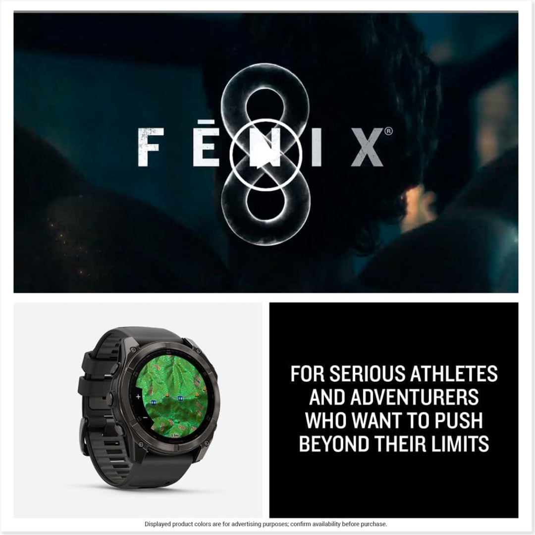 Garmin fēnix 8 – 51 mm, AMOLED, Sapphire, Premium Multisport GPS Smartwatch, Long-Lasting Battery Life, Dive-Rated, Built-in LED Flashlight, Carbon Gray DLC Titanium with Pebble Gray Band