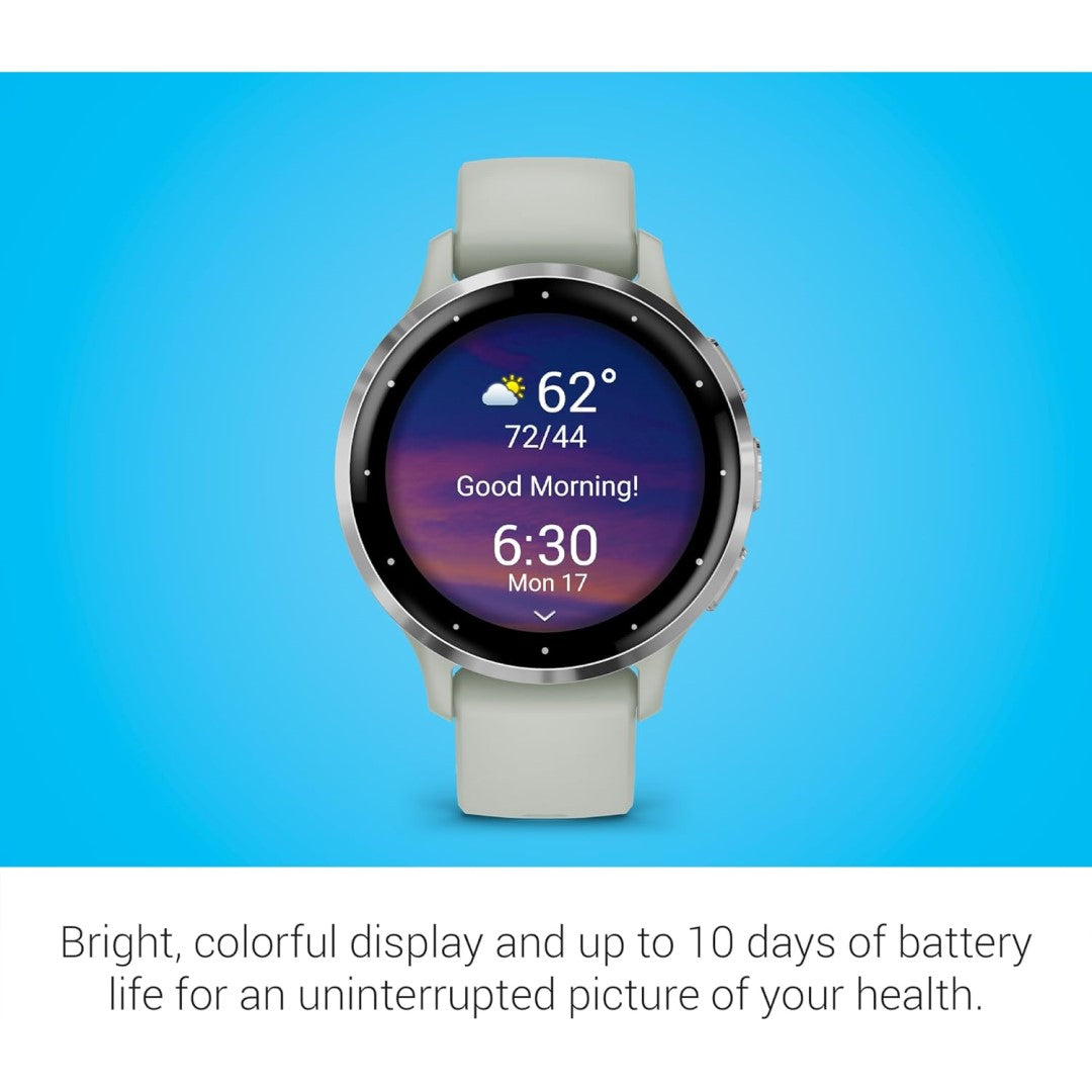 Venu 3S - Silver Stainless Steel Bezel with Sage Gray Case and Silicone Band