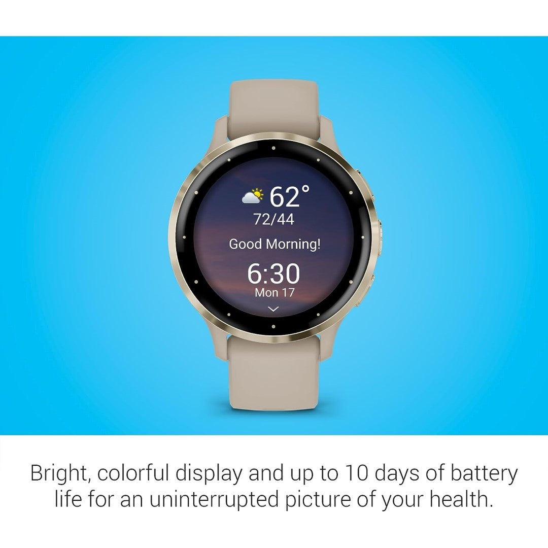 Venu 3S - Soft Gold Stainless Steel Bezel with French Gray Case and Silicone Band