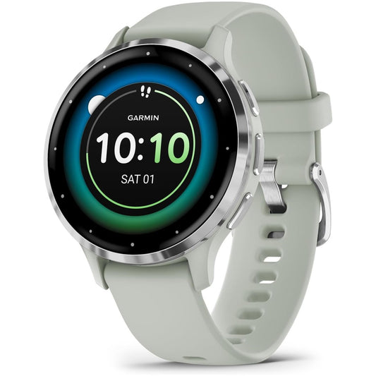 Venu 3S - Silver Stainless Steel Bezel with Sage Gray Case and Silicone Band