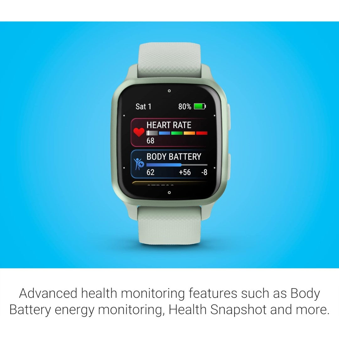 Venu Sq 2 - Metallic Mint Aluminum Bezel with Cool Mint Case and Silicone Band