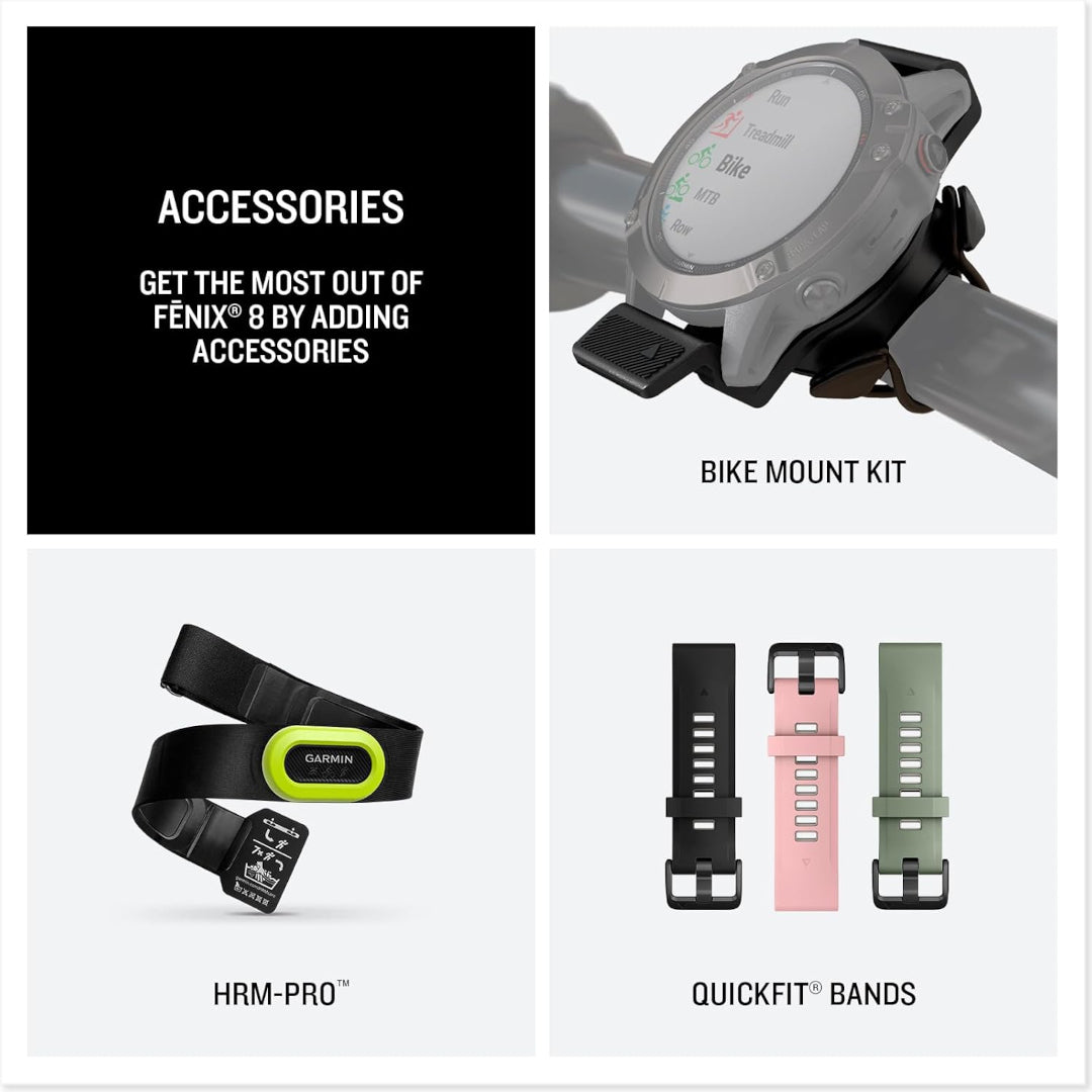 Garmin fenix 8 – 43 mm, AMOLED Silver with Whitestone Silicone Band