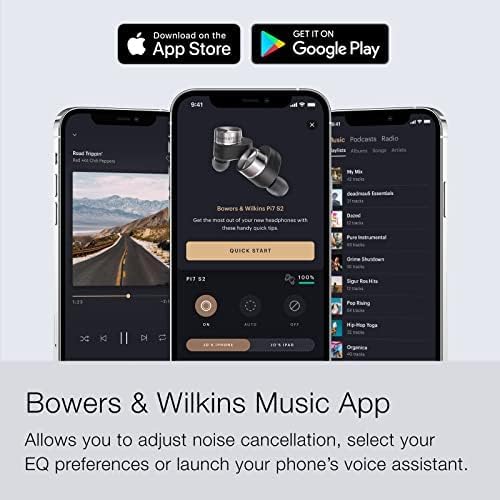 Bowers & Wilkins Pi7 S2 True Wireless Earbuds - Active Noise Cancellation, Qualcomm aptX Technology, Bluetooth, Crystal-Clear Calls, Wireless & 15-Minute Quick Charging, Canvas White