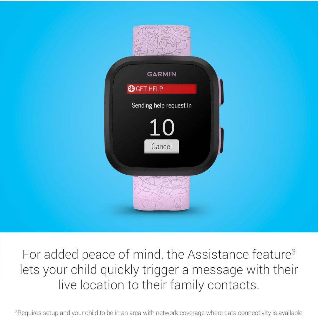 Garmin Bounce™, Kids Smartwatch, Two-Way Text and Voice Messaging, Location Tracking, Lilac Floral