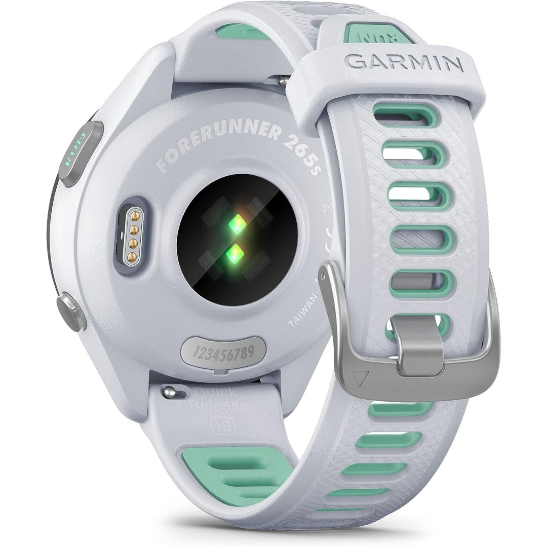 Forerunner 265S Black Bezel with Whitestone Case and Whitestone/Neo Tropic Silicone Band