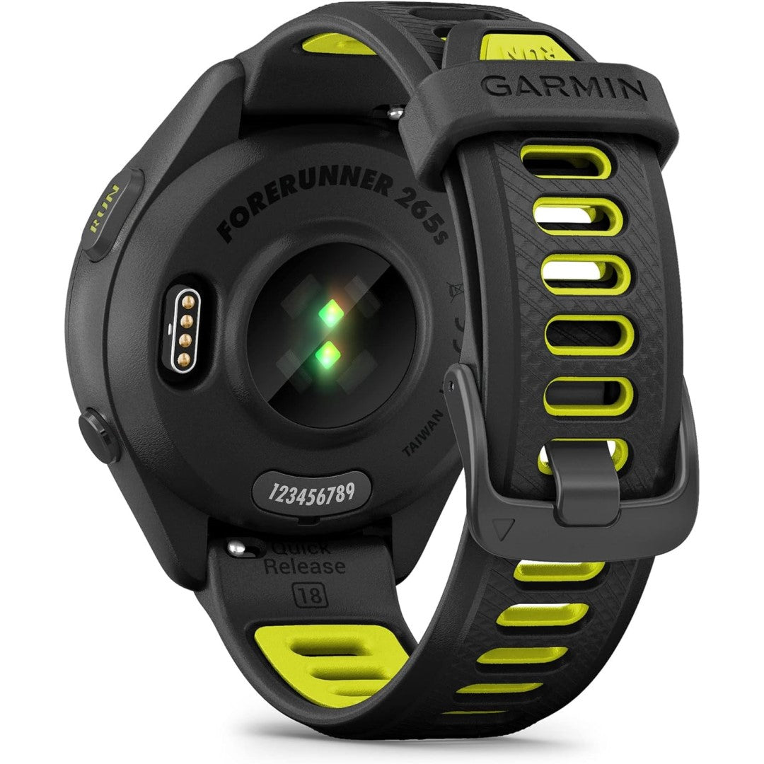 Forerunner 265S, Black Bezel and Case with Black/Amp Yellow Silicone Band