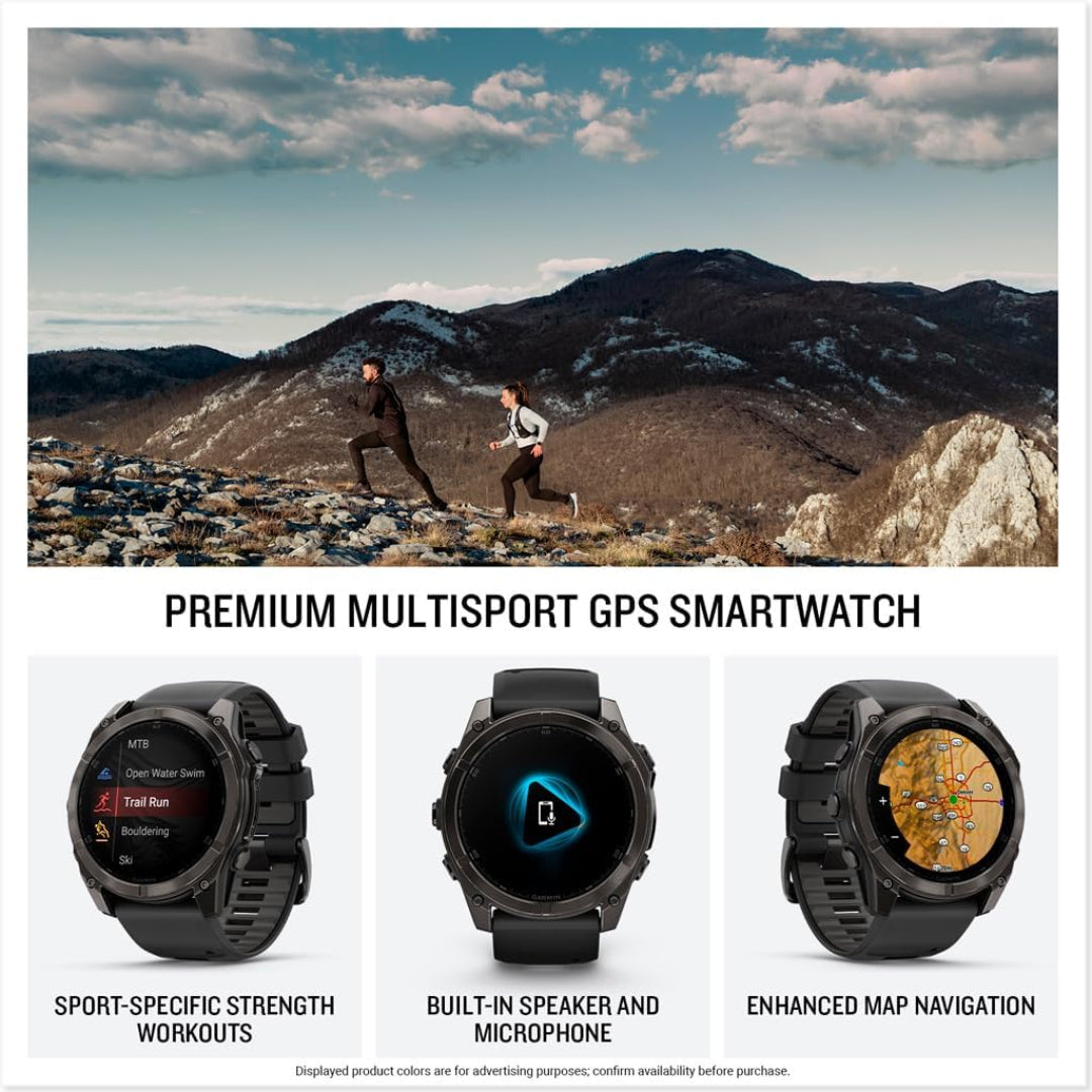 Garmin fēnix 8 – 51 mm, AMOLED, Sapphire, Premium Multisport GPS Smartwatch, Long-Lasting Battery Life, Dive-Rated, Built-in LED Flashlight, Carbon Gray DLC Titanium with Pebble Gray Band