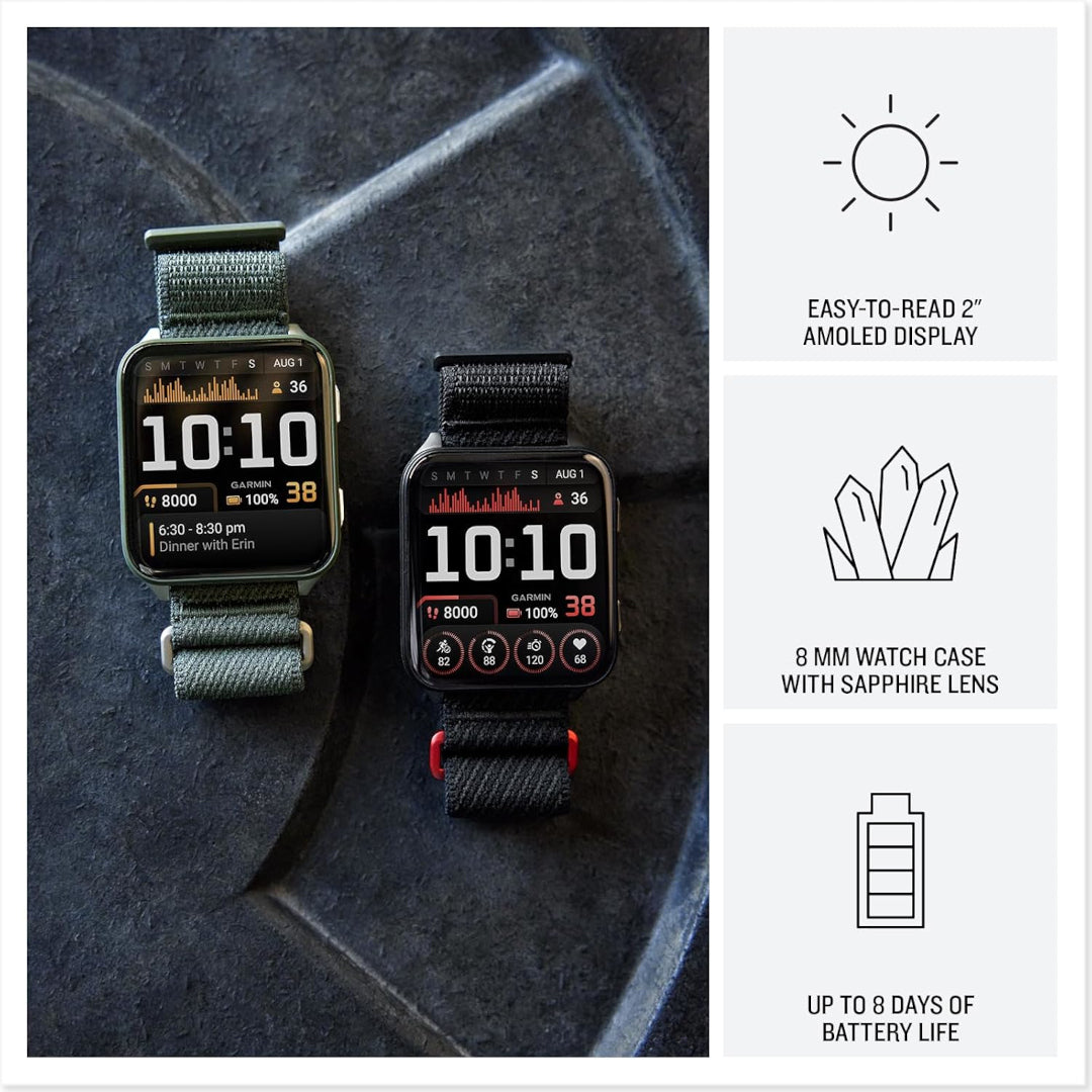 Garmin Venu X1 Black with Slate Titanium Caseback and Black ComfortFit Nylon Band