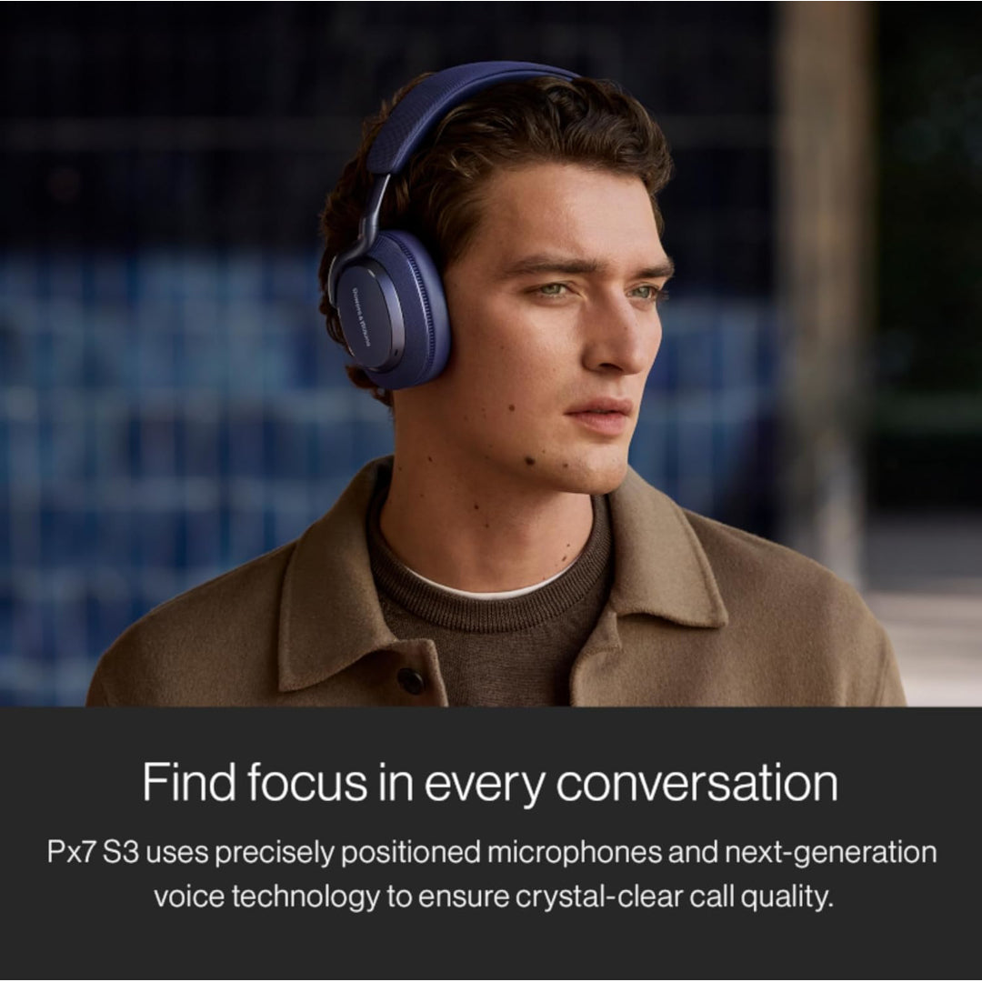 Bowers & Wilkins Px7 S3 Over-Ear Headphones, High-Resolution Sound, Comfortable Fit, Bluetooth, Active Noise Cancelling & Transparency Mode, 30-Hour Playtime, Quick Charge Support - Canvas White