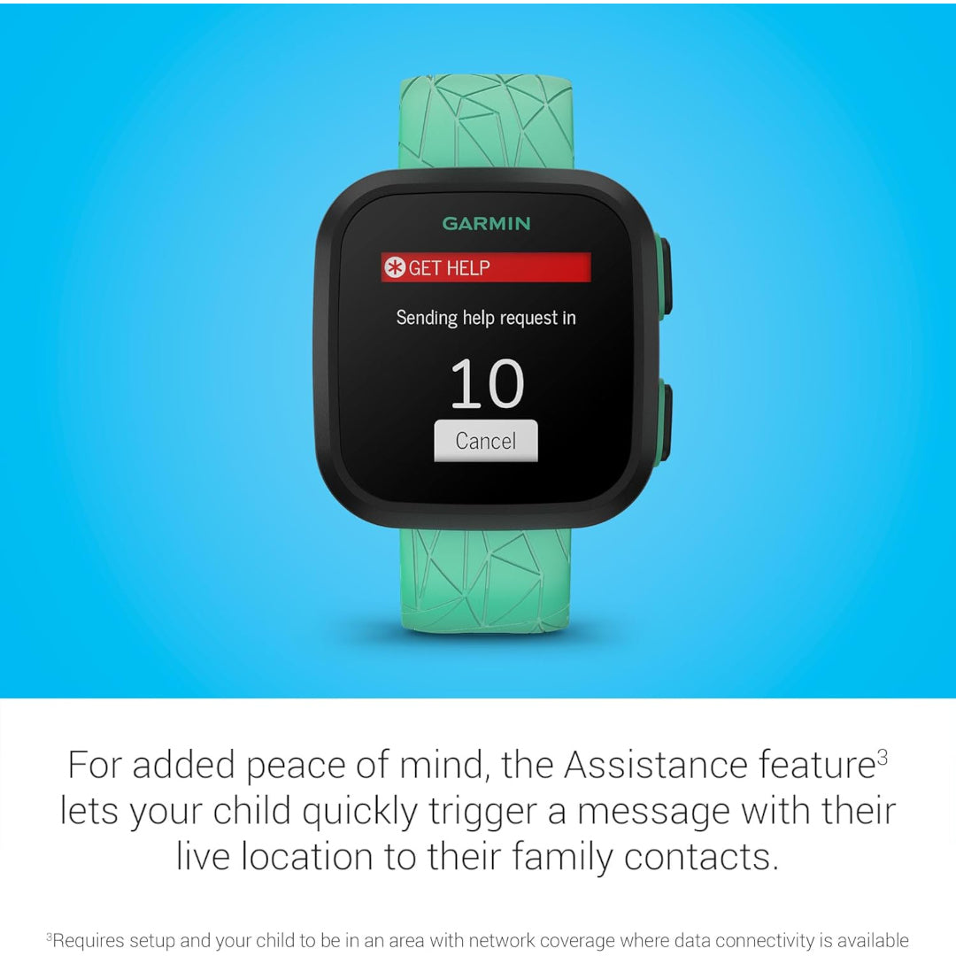 Garmin Bounce™, Kids Smartwatch, Two-Way Text and Voice Messaging, Location Tracking, Green Burst