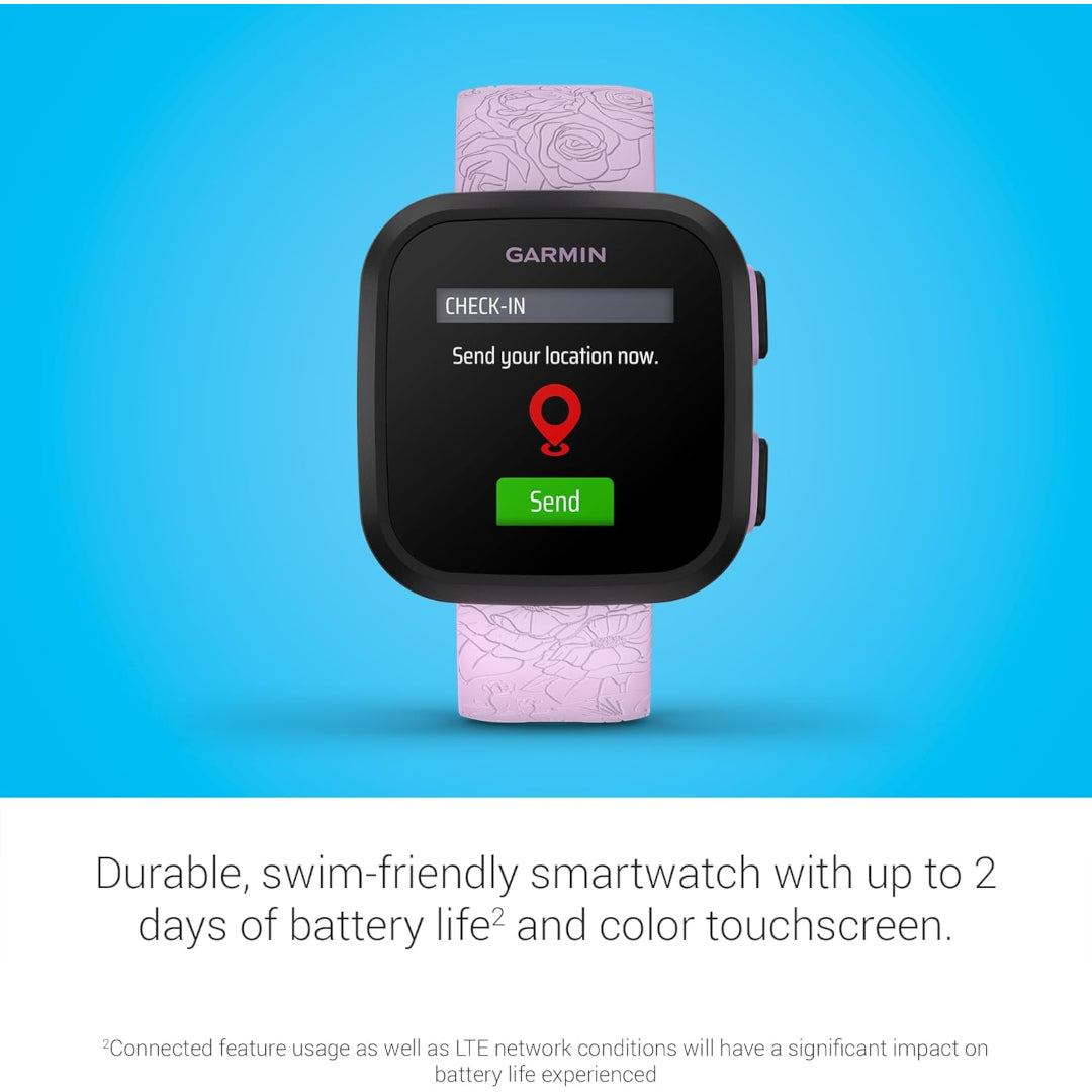 Garmin Bounce™, Kids Smartwatch, Two-Way Text and Voice Messaging, Location Tracking, Lilac Floral