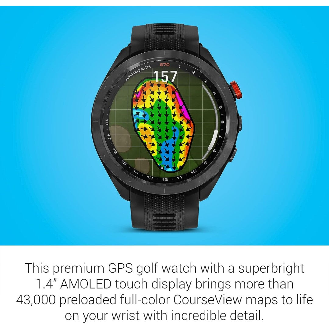 Approach S70 47 mm - Black Ceramic Bezel with Black Silicone Band