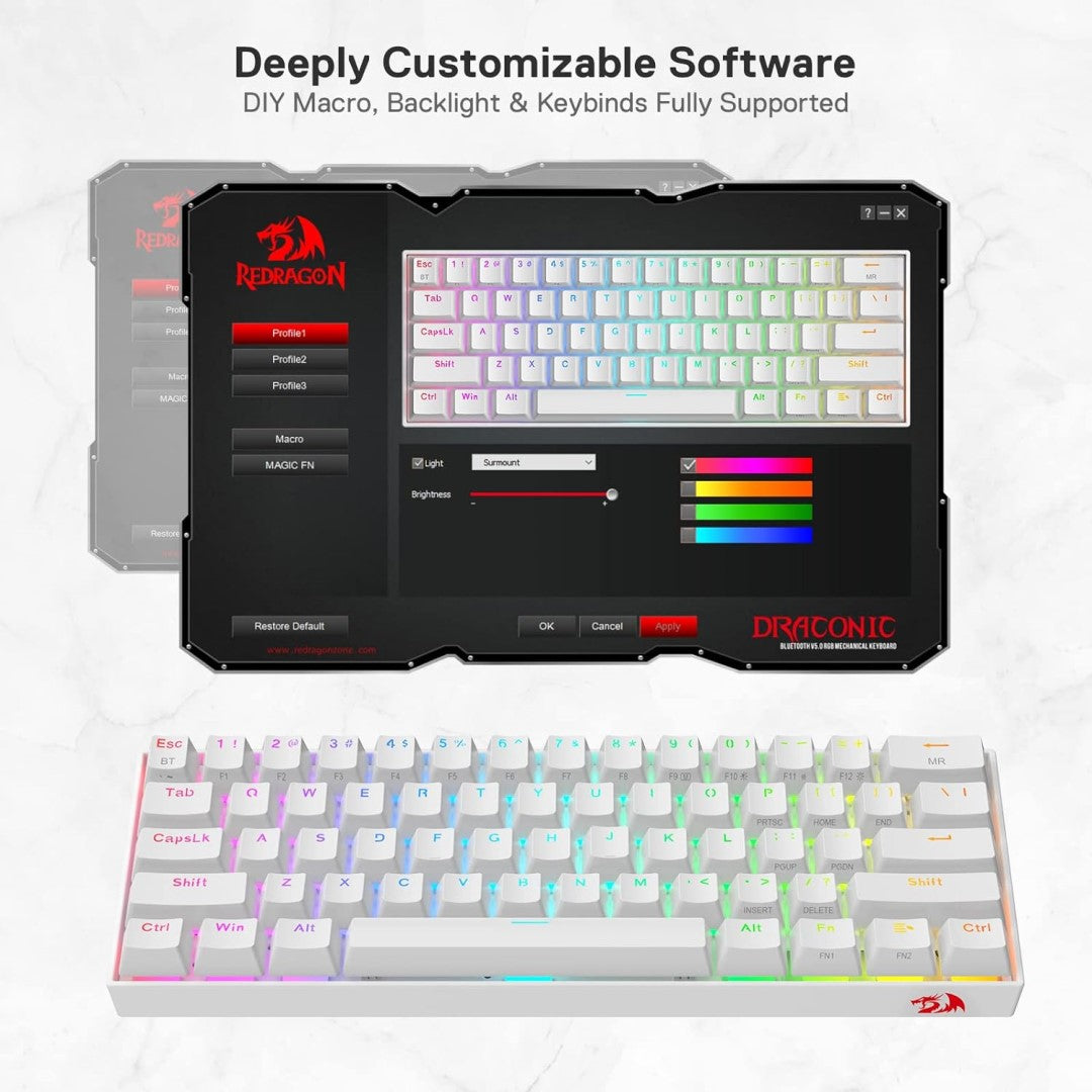 K530 Draconic 60% RGB Wireless Mechanical Keyboard Brown Switch