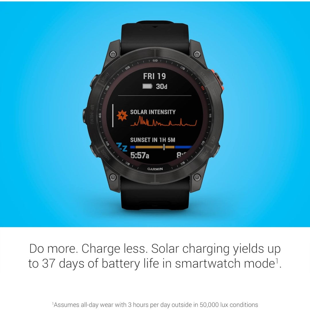 fenix 7X - Sapphire Solar Edition Black DLC Titanium with Black Band