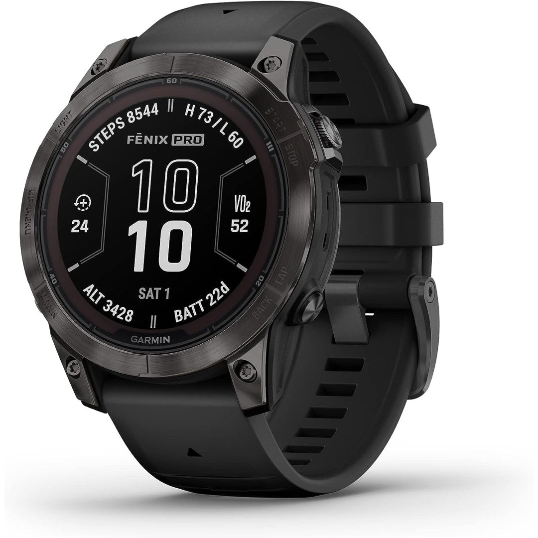 fenix 7 Pro – Sapphire Solar Edition, Carbon Gray DLC Titanium with Black Band