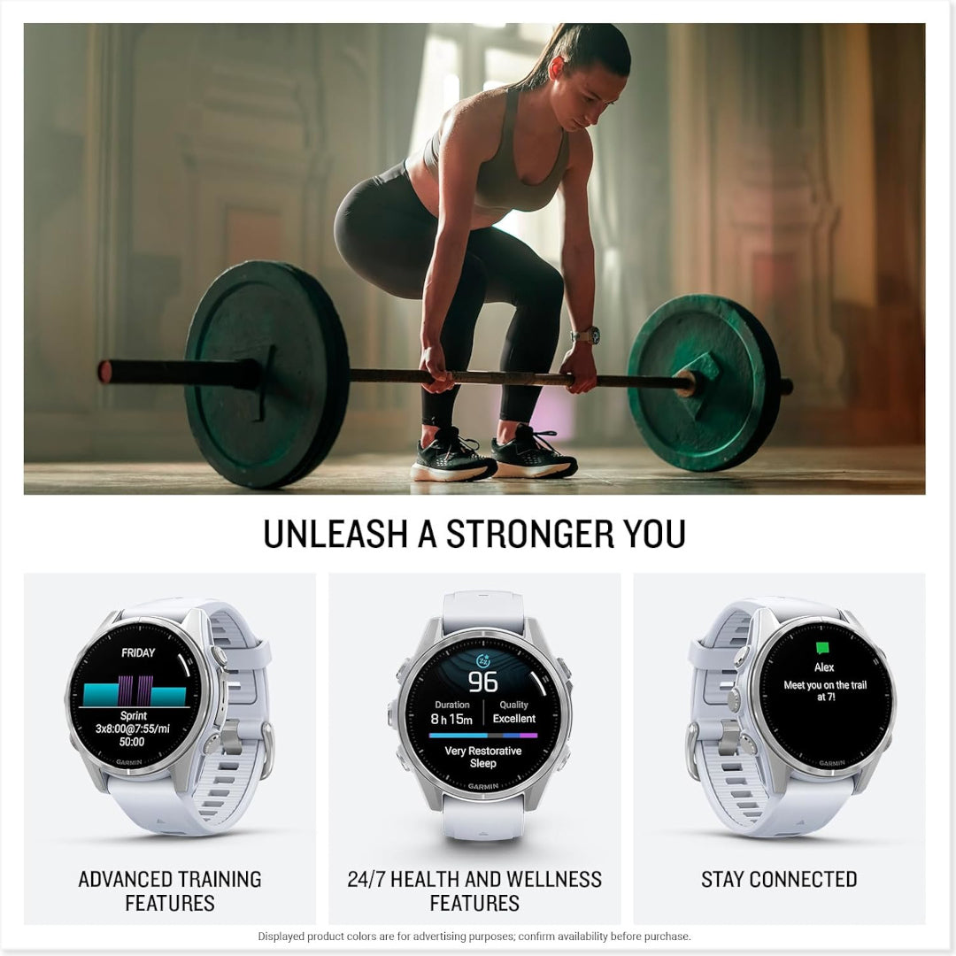 Garmin fenix 8 – 43 mm, AMOLED Silver with Whitestone Silicone Band