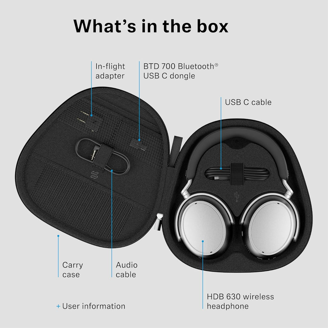 Sennheiser HDB 630 Closed-back Wireless Headphones Lunar Silver
