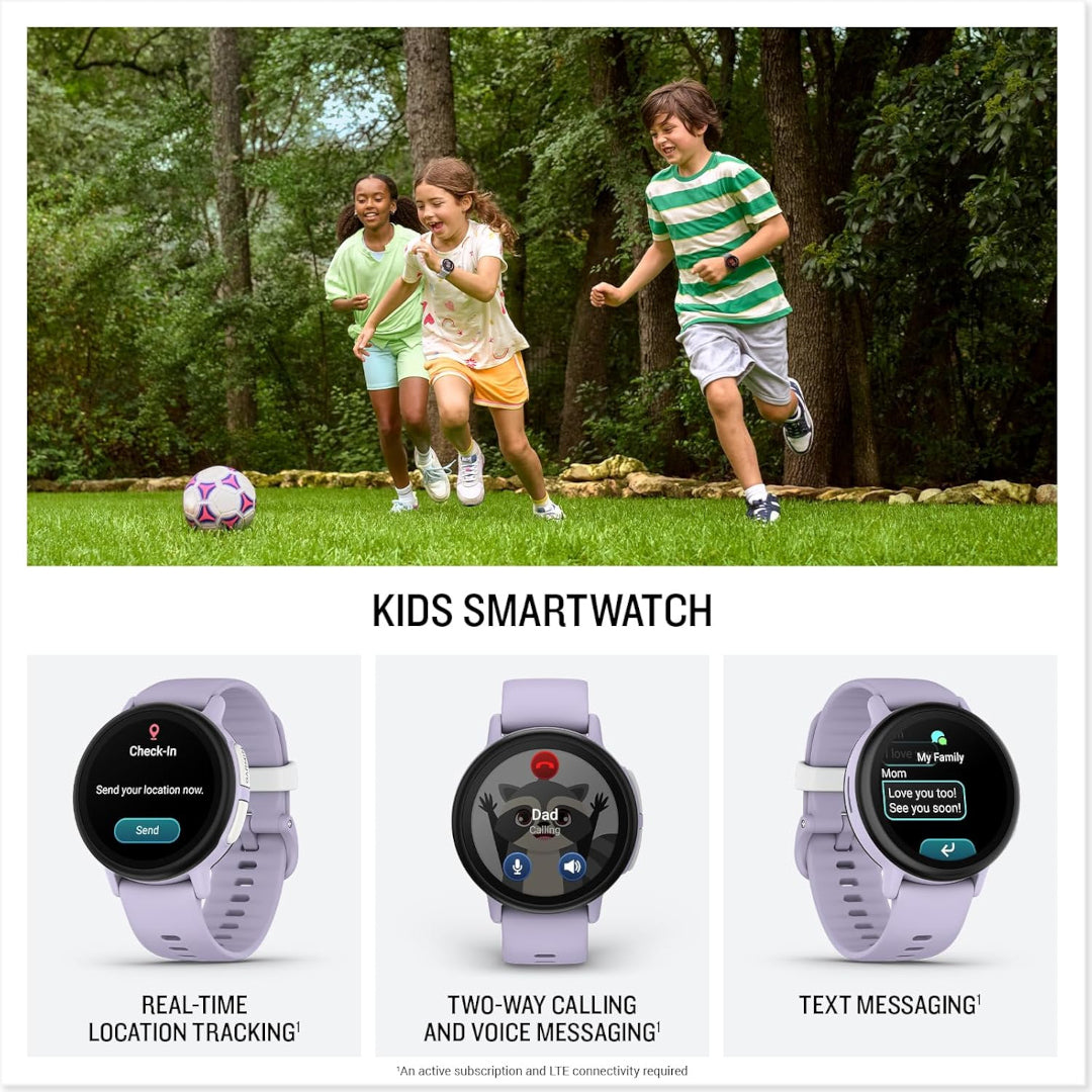 Garmin Bounce™ 2, Kids Smartwatch with Calling, Messaging and Location Tracking Features, Light Purple