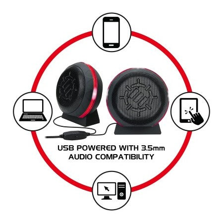 USB LED Gaming Speakers - Red