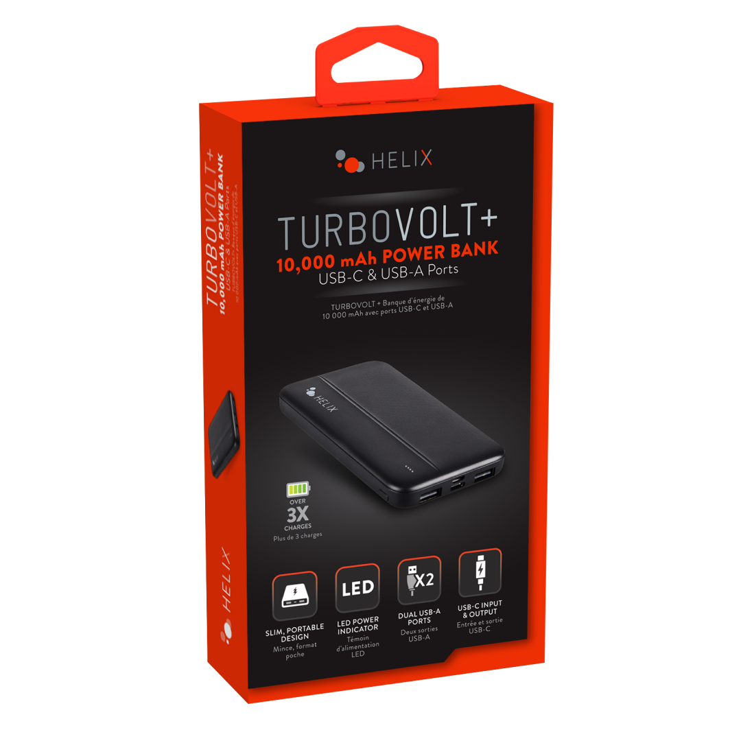 Emerge - Helix - Batterie externe 10,000 mAh avec deux ports USB-A