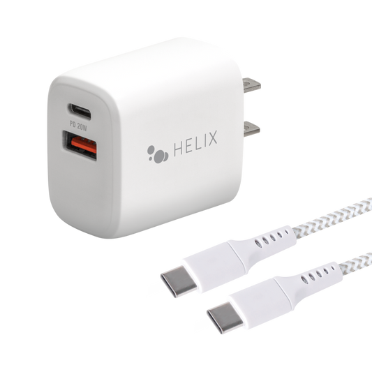 Emerge - Helix - Chargeur mural 2 ports 20 W + câble 5pieds USB-C