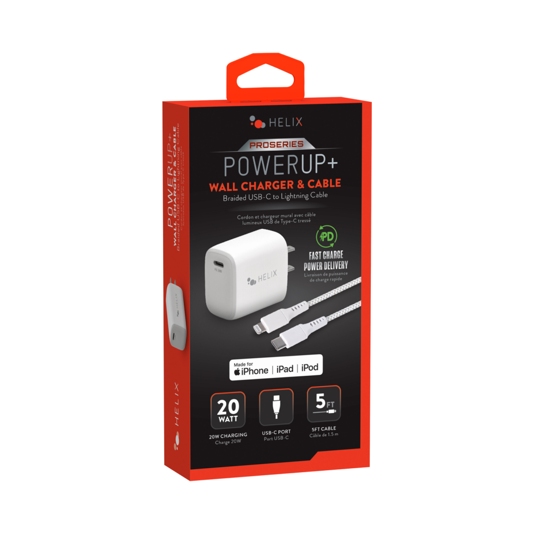 Emerge - Helix - Chargeur mural 20W PD USB-C avec câble USB-C vers Lightning