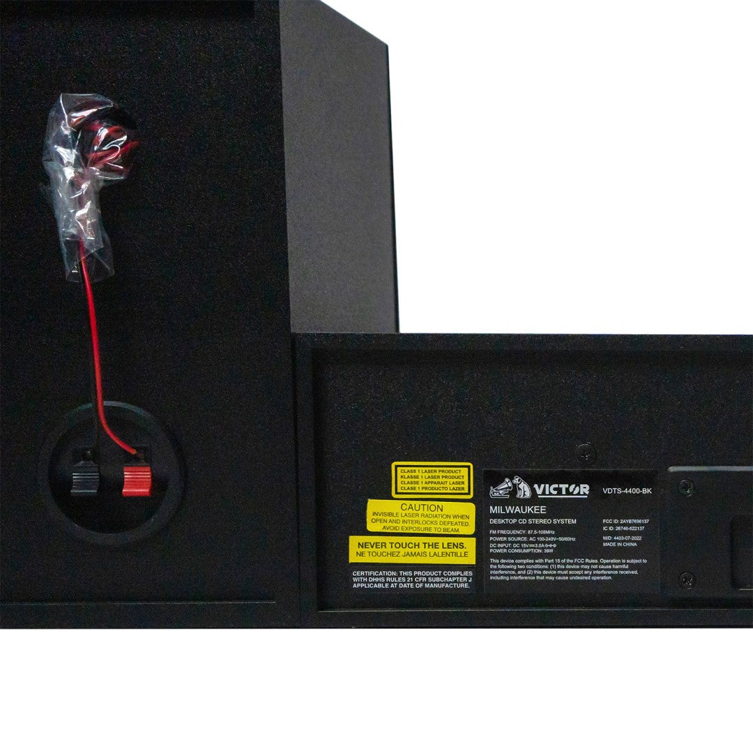 Milwaukee 50 Watt Desktop CD Stereo System with Bluetooth - Black