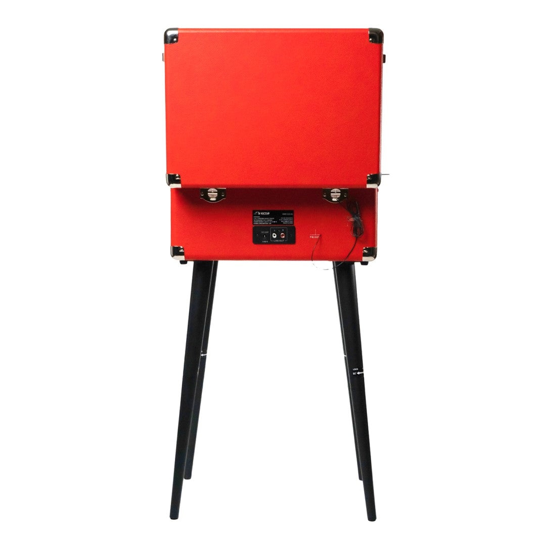 Record Turntable - Andover 5 in 1 Music Center with Chair Height Legs Red