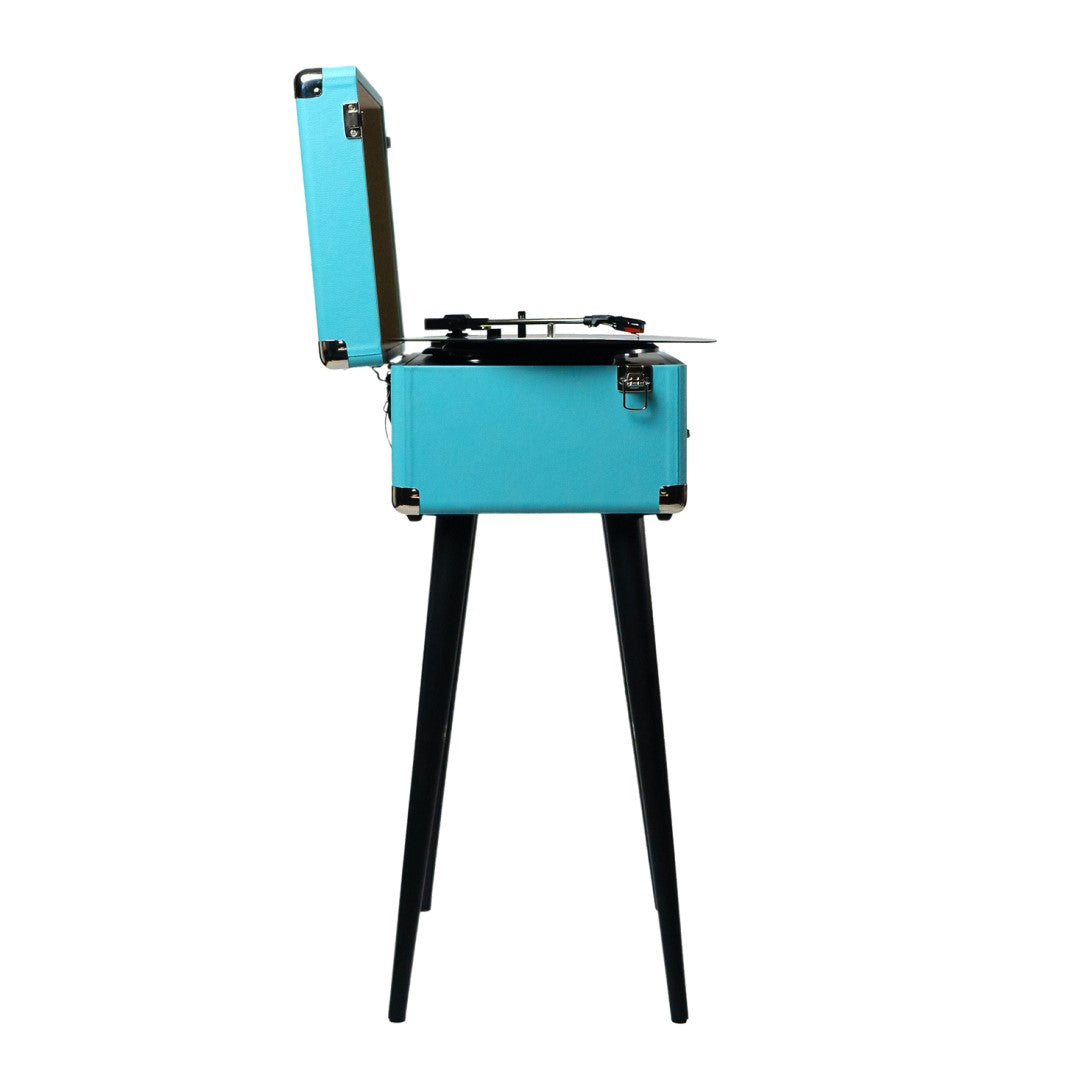 Record Turntable - Andover 5 in 1 Music Center with Chair Height Legs Turquoise