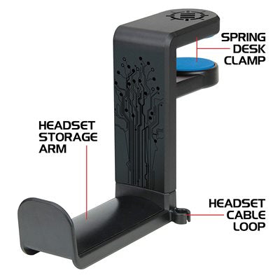 ACCESSORY POWER ENHANCE HEADPHONE MOUNT UNDER DESK FIT BLACK