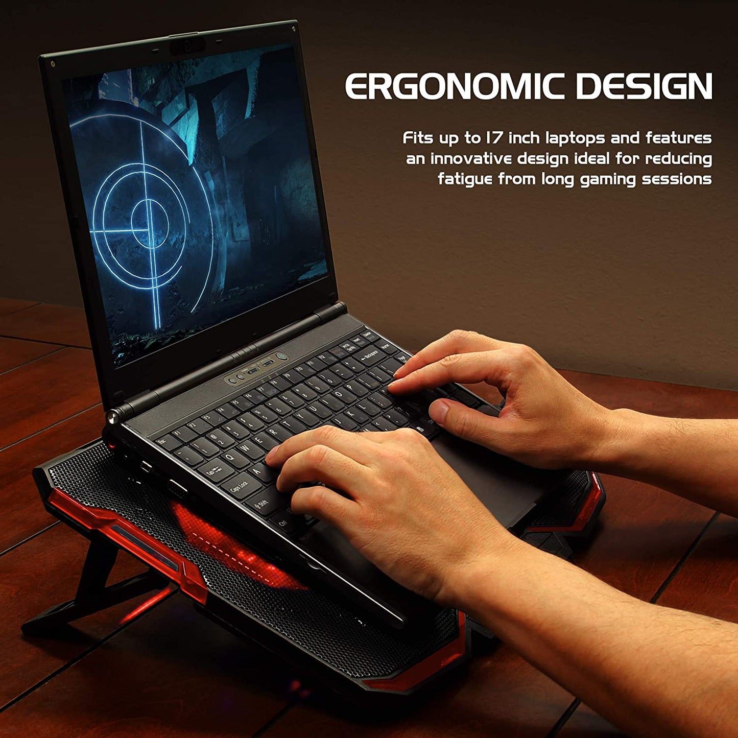 Cryogen Gaming Laptop Cooling Stand - Black/Red Light