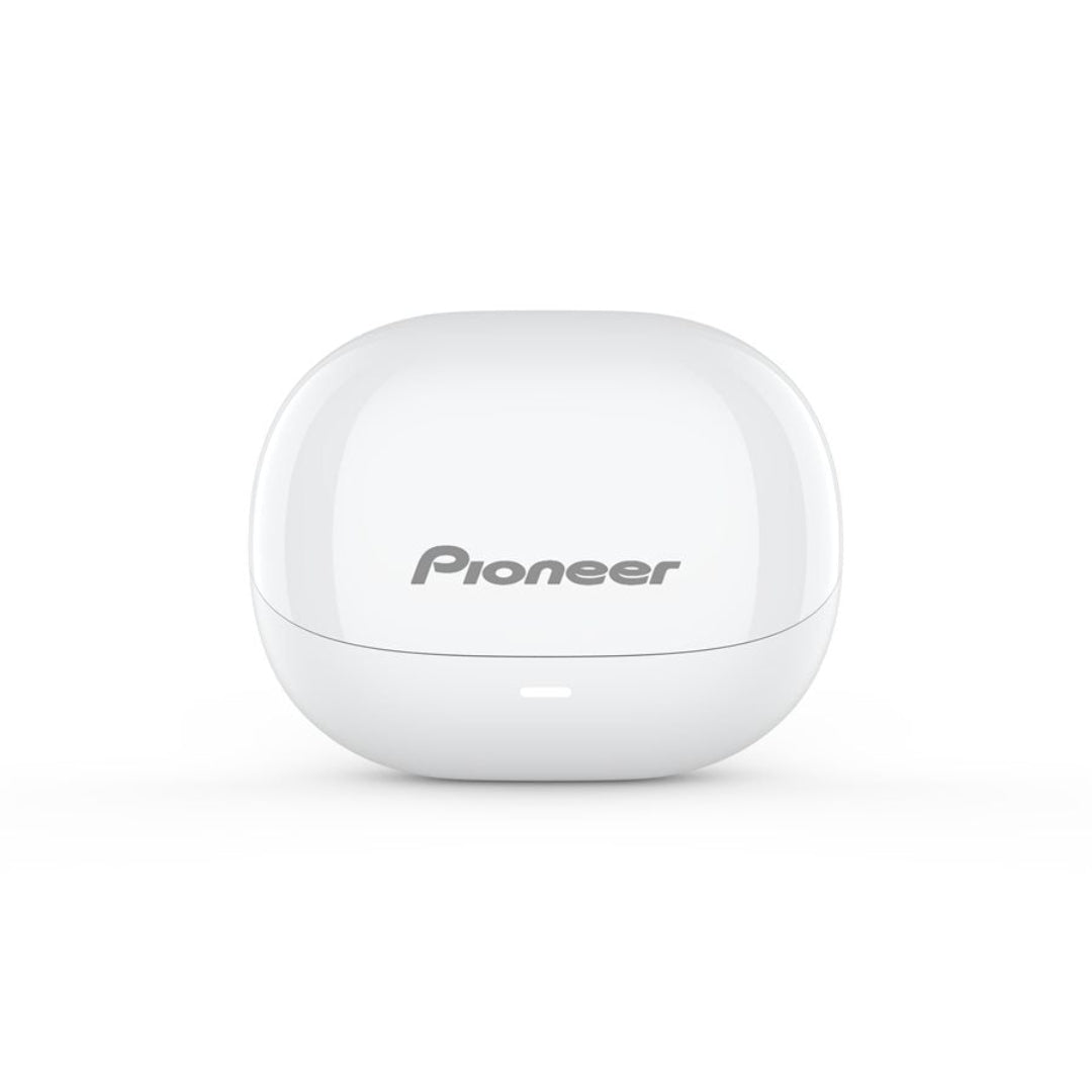 White electronic device with 'Pioneer' branding on a white background