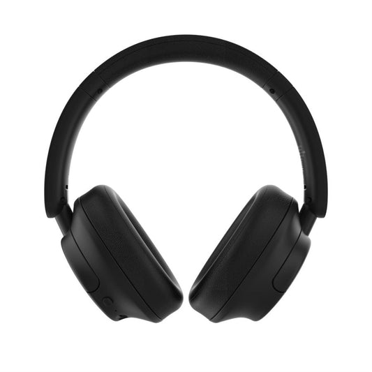 Black over-ear headphones on a white background