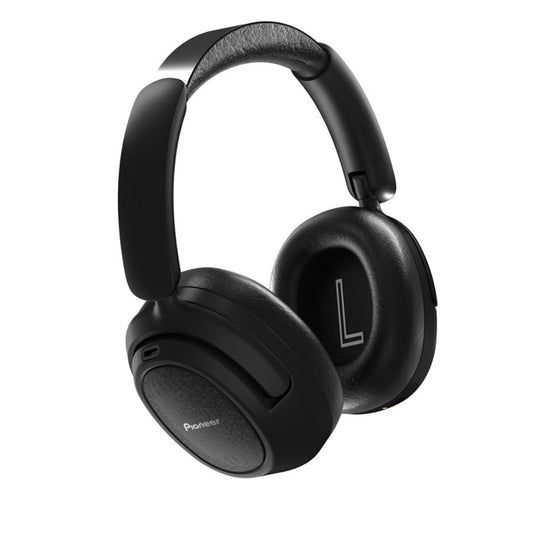 Black over-ear headphones with Pioneer logo on a white background