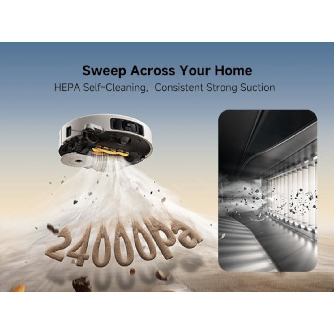 Mova V50 Ultra Complete Robot Vacuum and Mop, 24,000 Pa Suction, Liftable Navigation with 6 cm Obstacle Overcoming and Warm Water Mopping with DuoSolution System for Pets