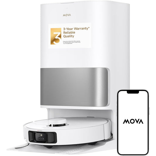 MOVA P10 Pro Ultra Robot Vacuum and Mop 13,000Pa Suction, 140°F Hot Water Auto Mop Washing & Drying, Dual Spinning Extendable Mop,10.5mm Lifting for Carpet, 360°Obstacle Avoidance, App Control